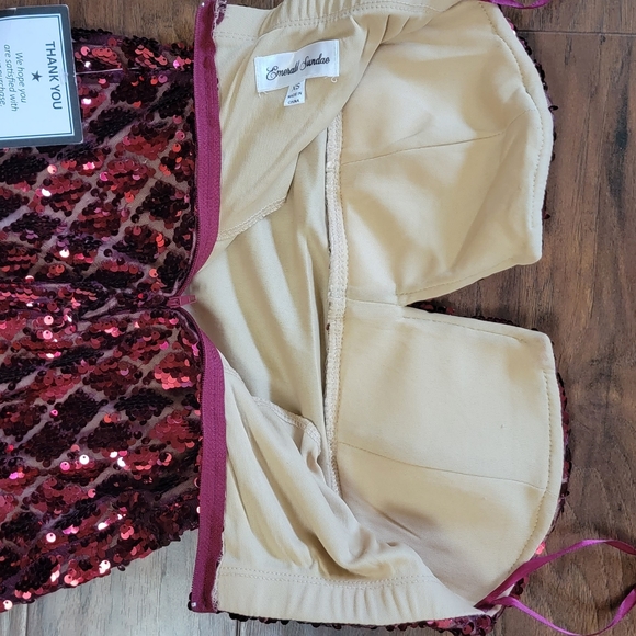 Sequin Maroon Strapless Party Special Occasion Homecoming Morp Dress Size XS - Picture 12 of 13